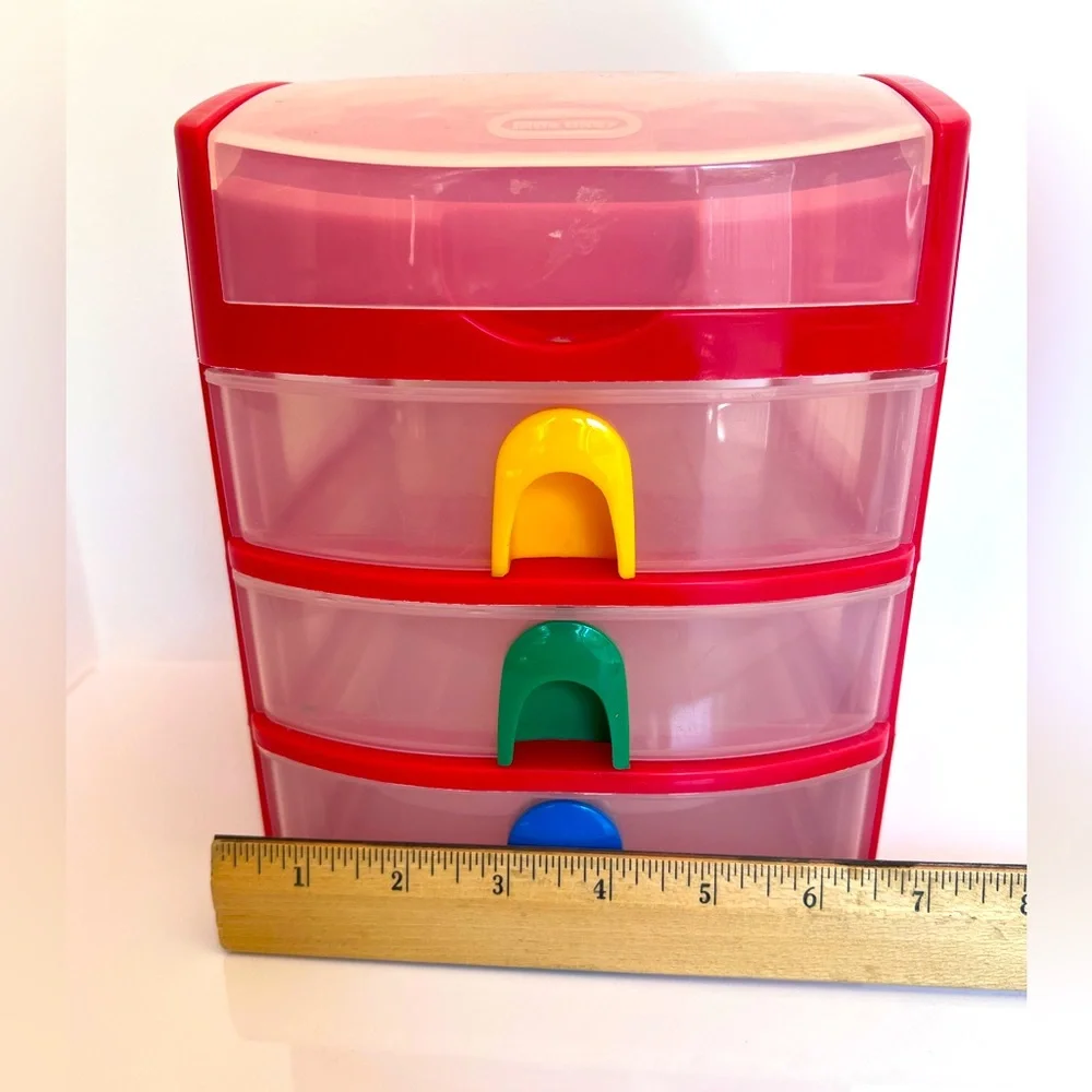 Vintage Three Drawer Desktop Organizer and Covered Compartment by Little Tikes.